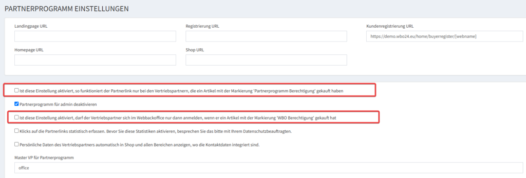 Partnerprogramm Berechtigung